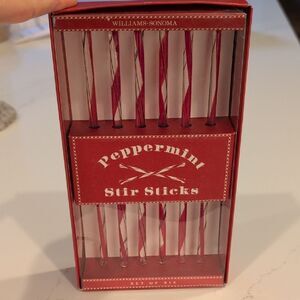 Williams Sonoma Red Swirl Peppermint Glass Stir Sticks Vintage Set Of 6